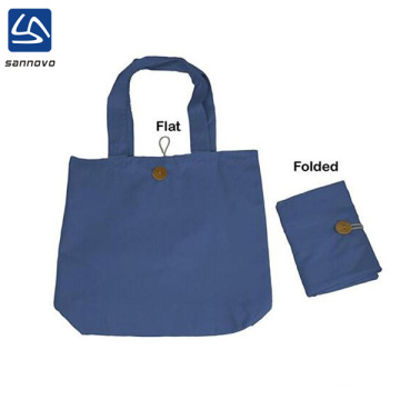 wholesale simple organic cotton folding shopping bag with closure
